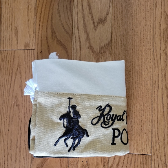 POLO CLUB Drawstring Black and Tan Canvas Bag EUC - Picture 8 of 16